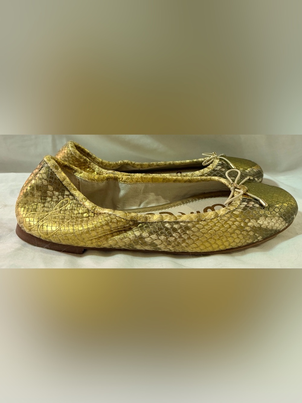 Sam Edelman Wm's Ballet Flat Sz 7 Leather Lined Python Print Felicia Comfort - Picture 4 of 7